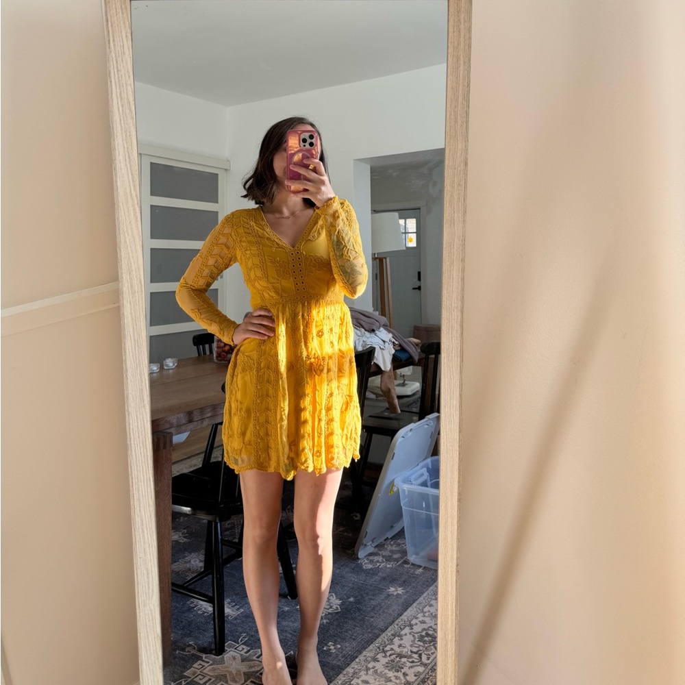 Altar'd State Golden Lace Dress